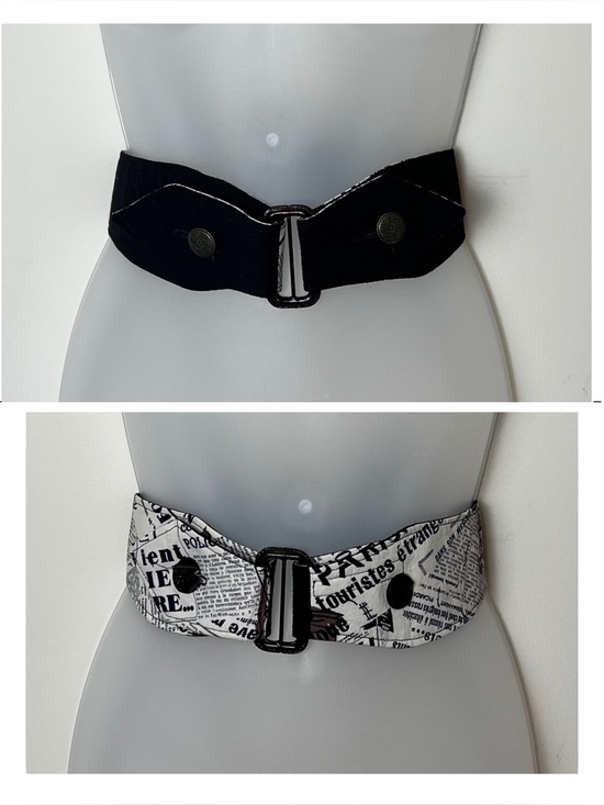 Accessories - One-of-a-Kind Handmade Reversible Cinch Belt – Newspaper Print & Solid Black